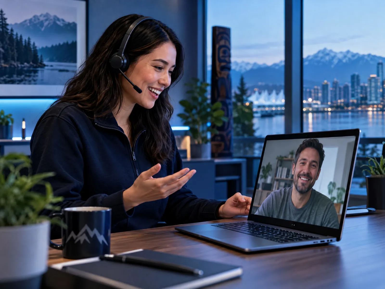 Support representative helping a Vancouver IPTV customer with setup